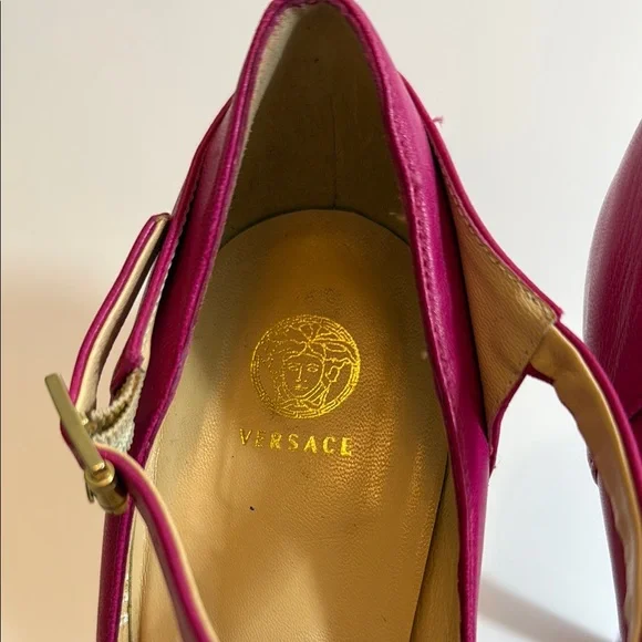 Versce Pink Platform Heels with Ankle Strap Size 40